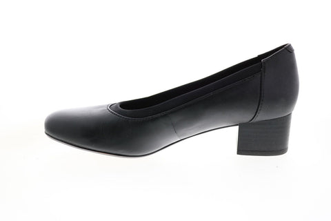 Clarks Chartli Fame 26143958 Womens Black Leather Slip On Pumps Heels Shoes