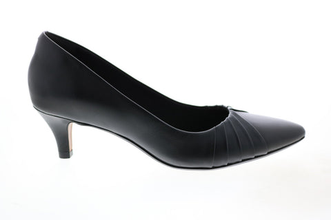 Clarks Linvale Crown 26143989 Womens Black Leather Slip On Pumps Heels Shoes