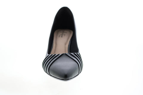 Clarks Linvale Crown 26143989 Womens Black Leather Slip On Pumps Heels Shoes