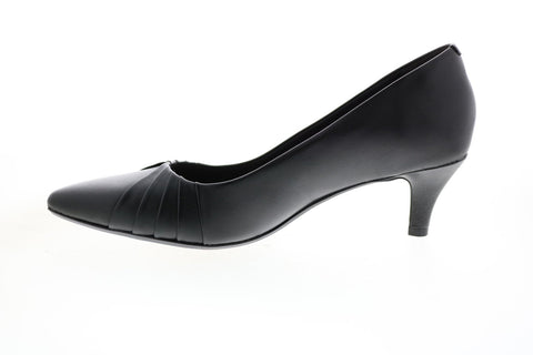 Clarks Linvale Crown 26143989 Womens Black Leather Slip On Pumps Heels Shoes