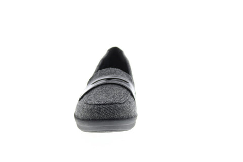 Clarks Ayla Form 26144118 Womens Black Canvas Slip On Loafer Flats Shoes