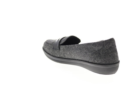 Clarks Ayla Form 26144118 Womens Black Canvas Slip On Loafer Flats Shoes