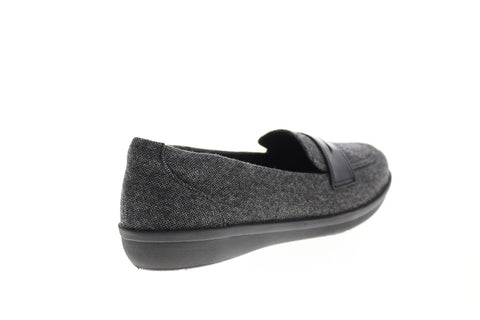 Clarks Ayla Form 26144118 Womens Black Canvas Slip On Loafer Flats Shoes