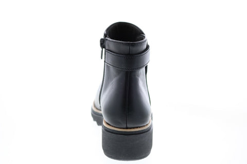 Clarks Sharon Spring 26144296 Womens Black Leather Zipper Ankle & Booties Boots