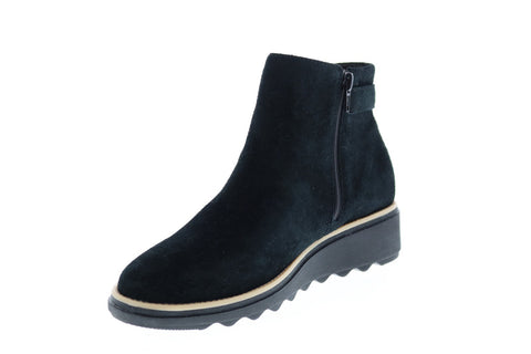 Clarks Sharon Spring 26144300 Womens Black Suede Boots Ankle & Booties Shoes