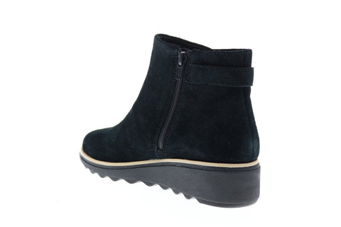 Clarks Sharon Spring 26144300 Womens Black Suede Boots Ankle & Booties Shoes