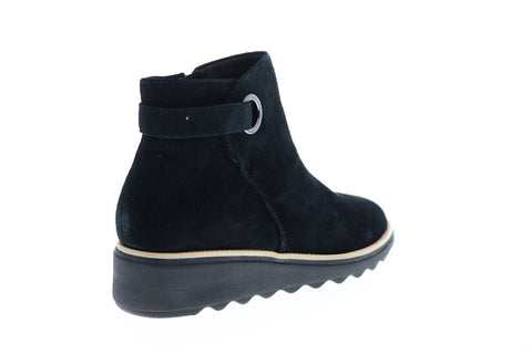 Clarks Sharon Spring 26144300 Womens Black Suede Boots Ankle & Booties Shoes