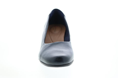 Clarks Un Damson Step 26144345 Womens Blue Leather Slip On Pumps Heels Shoes