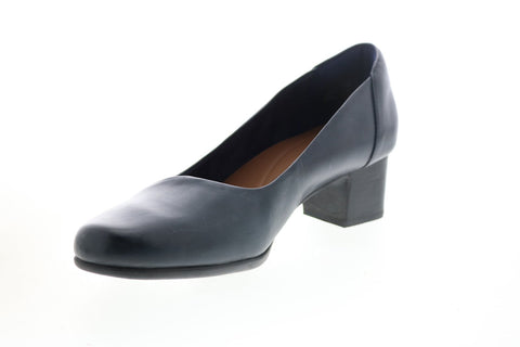 Clarks Un Damson Step 26144345 Womens Blue Leather Slip On Pumps Heels Shoes