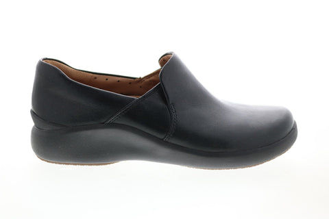 Clarks Un Loop 2 Step 26144352 Womens Black Leather Loafer Flats Shoes