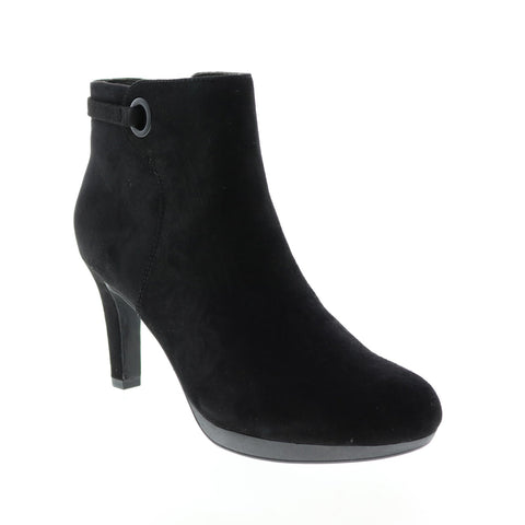 Clarks Adriel Mae 26144382 Womens Black Suede Zipper Ankle & Booties Boots