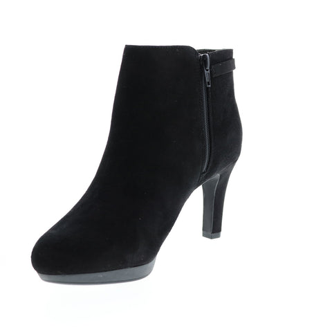 Clarks Adriel Mae 26144382 Womens Black Suede Zipper Ankle & Booties Boots
