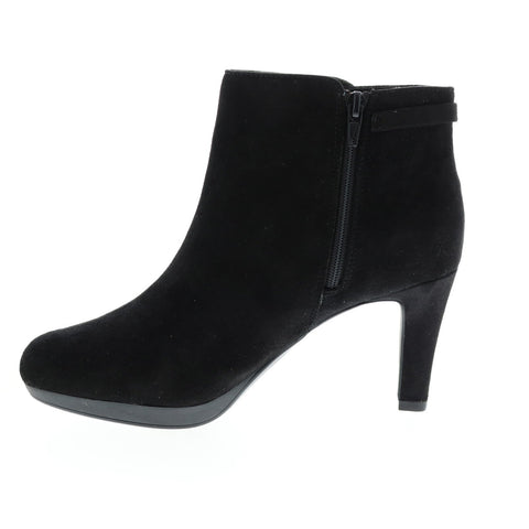 Clarks Adriel Mae 26144382 Womens Black Suede Zipper Ankle & Booties Boots