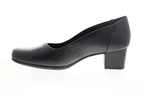 Clarks Un Damson Step 26144567 Womens Black Leather Slip On Pumps Heels Shoes