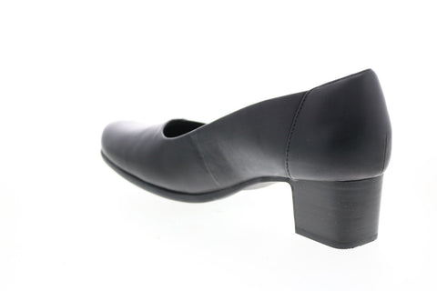 Clarks Un Damson Step 26144567 Womens Black Leather Slip On Pumps Heels Shoes