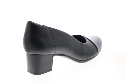 Clarks Un Damson Step 26144567 Womens Black Leather Slip On Pumps Heels Shoes