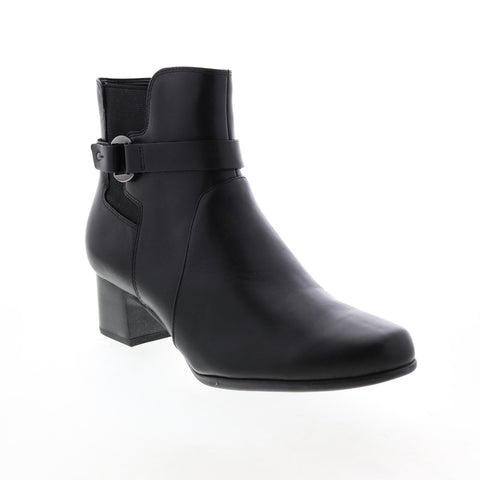 Clarks Un Damson Mid 26144675 Womens Black Leather Ankle & Booties Boots