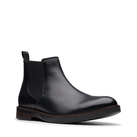 Clarks Paulson Up 26144798 Mens Black Leather Slip On Chelsea Boots