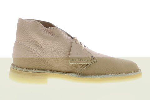 Clarks Desert Boot Mens Beige Leather Chukkas Lace Up Boots Shoes