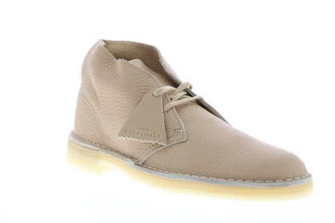 Clarks Desert Boot Mens Beige Leather Chukkas Lace Up Boots Shoes