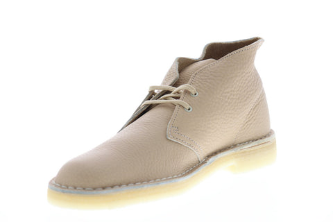 Clarks Desert Boot Mens Beige Leather Chukkas Lace Up Boots Shoes