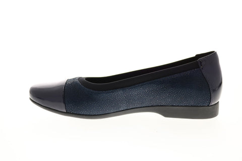 Clarks Un Darcey Cap 26144962 Womens Blue Suede Slip On Ballet Flats Shoes