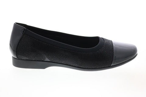 Clarks Un Darcey Cap 26144963 Womens Black Suede Ballet Flats Shoes