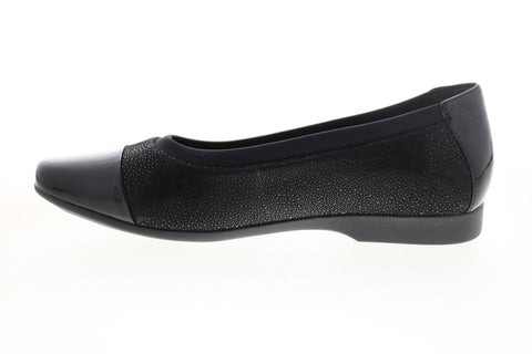 Clarks Un Darcey Cap 26144963 Womens Black Suede Ballet Flats Shoes
