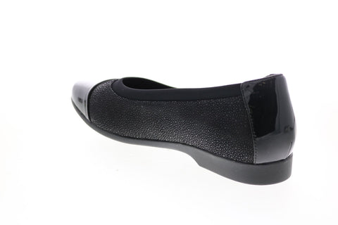 Clarks Un Darcey Cap 26144963 Womens Black Suede Ballet Flats Shoes