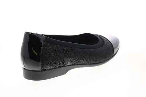 Clarks Un Darcey Cap 26144963 Womens Black Suede Ballet Flats Shoes