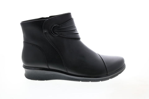 Clarks Hope Twirl 26145278 Womens Black Leather Zipper Casual Dress Boots