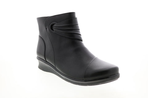 Clarks Hope Twirl 26145278 Womens Black Leather Zipper Casual Dress Boots