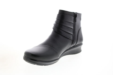 Clarks Hope Twirl 26145278 Womens Black Leather Zipper Casual Dress Boots