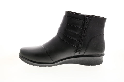 Clarks Hope Twirl 26145278 Womens Black Leather Zipper Casual Dress Boots