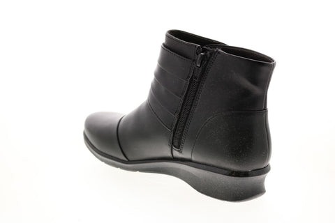 Clarks Hope Twirl 26145278 Womens Black Leather Zipper Casual Dress Boots