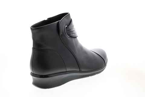 Clarks Hope Twirl 26145278 Womens Black Leather Zipper Casual Dress Boots