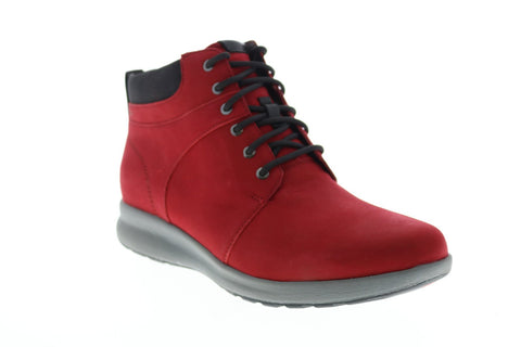 Clarks Un Adorn Walk 26145468 Womens Red Nubuck Lace Up Casual Dress Boots