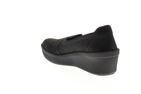 Clarks Step Rose Moon 26145987 Womens Black Wide Canvas Loafer Flats Shoes