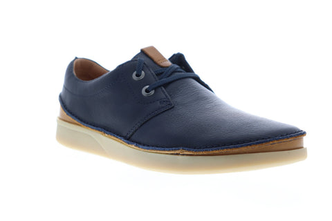 Clarks Oakland Lace 26146471 Mens Blue Leather Casual Lace Up Fashion Sneakers Shoes