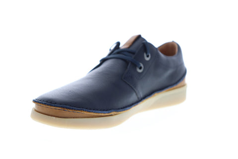 Clarks Oakland Lace 26146471 Mens Blue Leather Casual Lace Up Fashion Sneakers Shoes