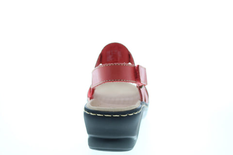 Clarks Lexi Qwin 26146490 Womens Orange Leather Strap Wedges Heels Shoes