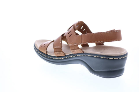 Clarks Lexi Qwin 26146492 Womens Brown Extra Wide Leather Strap Sandals Shoes