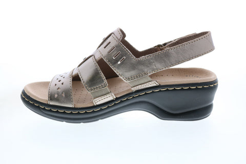 Clarks Lexi Qwin 26146493 Womens Gray Extra Wide Leather Wedges Heels Shoes