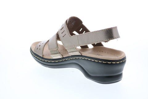 Clarks Lexi Qwin 26146493 Womens Gray Extra Wide Leather Wedges Heels Shoes
