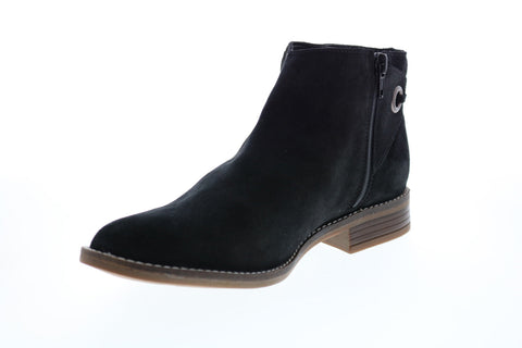 Clarks Camzin Bow 26146518 Womens Black Suede Ankle & Booties Boots