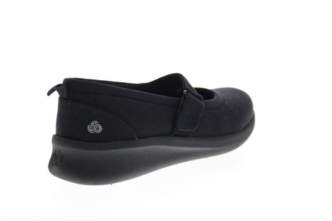 Clarks Sillian Soul 2.0 26146712 Womens Black Wide Canvas Strap Ballet Flats Shoes