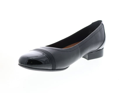 Clarks Un Blush Cap 26146915 Womens Black Leather Slip On Ballet Flats Shoes
