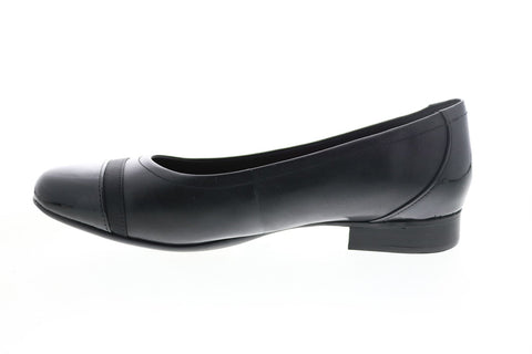 Clarks Un Blush Cap 26146915 Womens Black Leather Slip On Ballet Flats Shoes