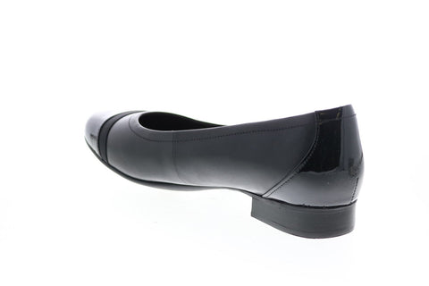 Clarks Un Blush Cap 26146915 Womens Black Leather Slip On Ballet Flats Shoes