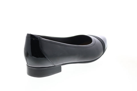Clarks Un Blush Cap 26146915 Womens Black Wide Leather Ballet Flats Shoes